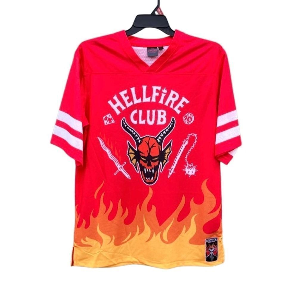 Stranger Things Hellfire Club Graphic Football Shirt Sleeve Jersey Size M